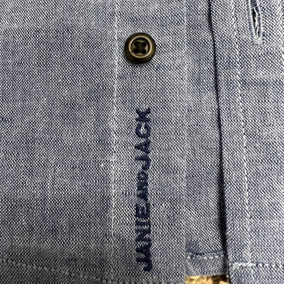 Janie & Jack Blue Linen Button Down Collared Shirt - Picture 3 of 8